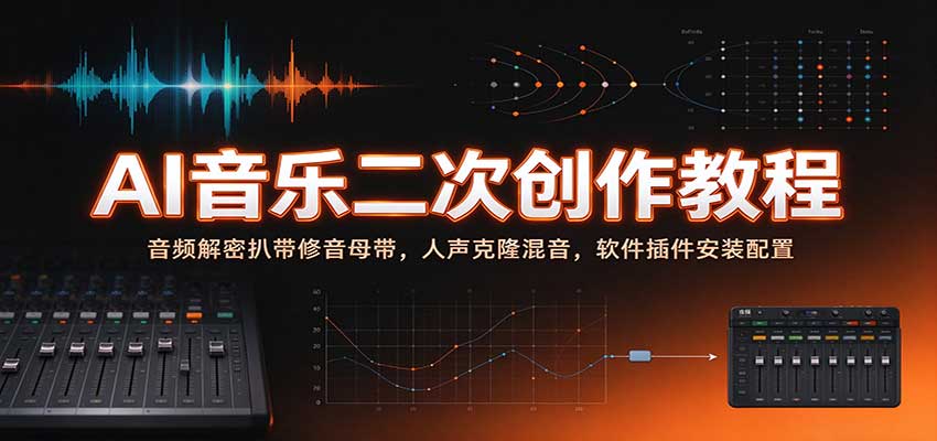 AI音乐二次创作教程：音频解密扒带修音母带，人声克隆混音，软件插件安装配置-副业资源网