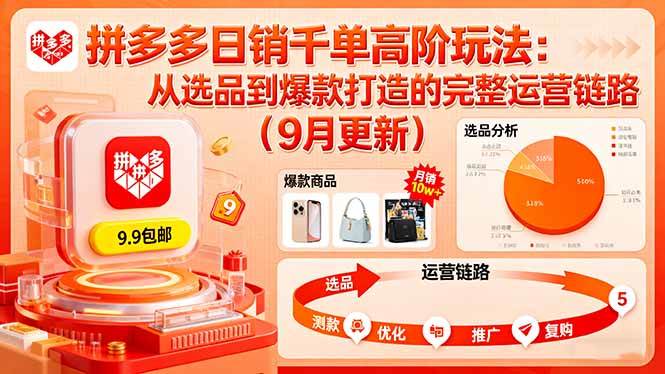 （16100期）拼多多日销千单高阶玩法：从选品到爆款打造的完整运营链路（9月更新）-副业资源网