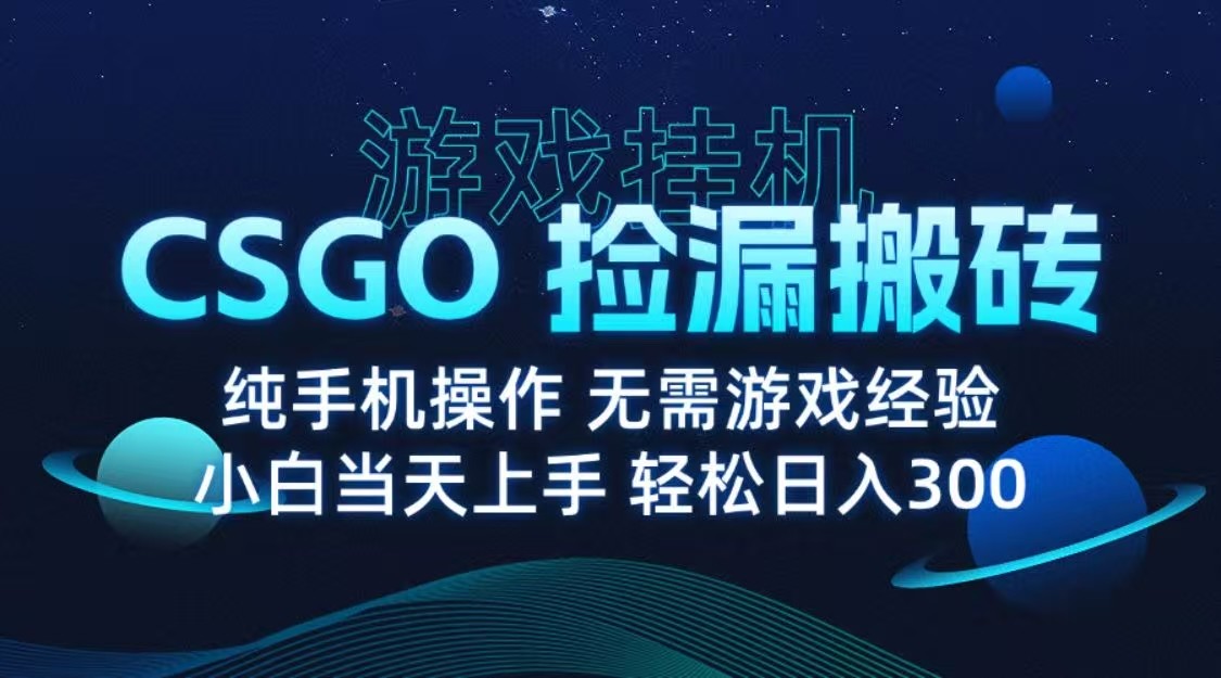 9月最新游戏搬砖,CSGO纯挂机,不需要玩游戏,实现真挂机,月入1W+-副业资源网