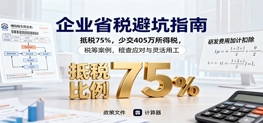 企业省税避坑指南:抵税75%,少交405万所得税,税筹案例,稽查应对与灵活用工-副业资源网