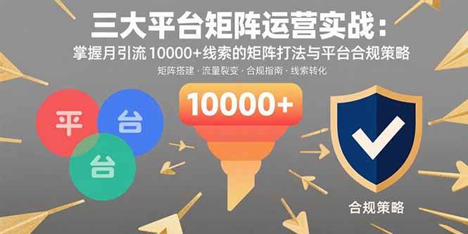 （15841期）三大平台矩阵运营实战：掌握月引流10000+线索的矩阵打法与平台合规策略-副业资源网