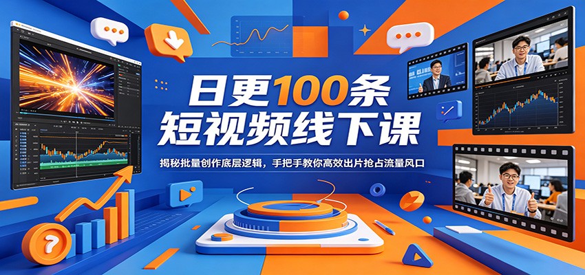 日更100条短视频线下课：揭秘批量创作底层逻辑，手把手教你高效出片抢占流量风口-副业资源网