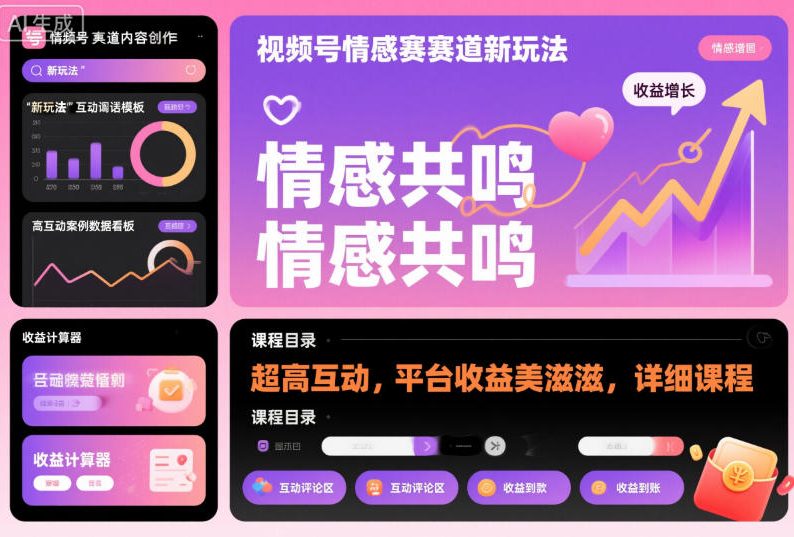 视频号情感赛道新玩法,超高互动,平台收益美滋滋,详细课程-副业资源网