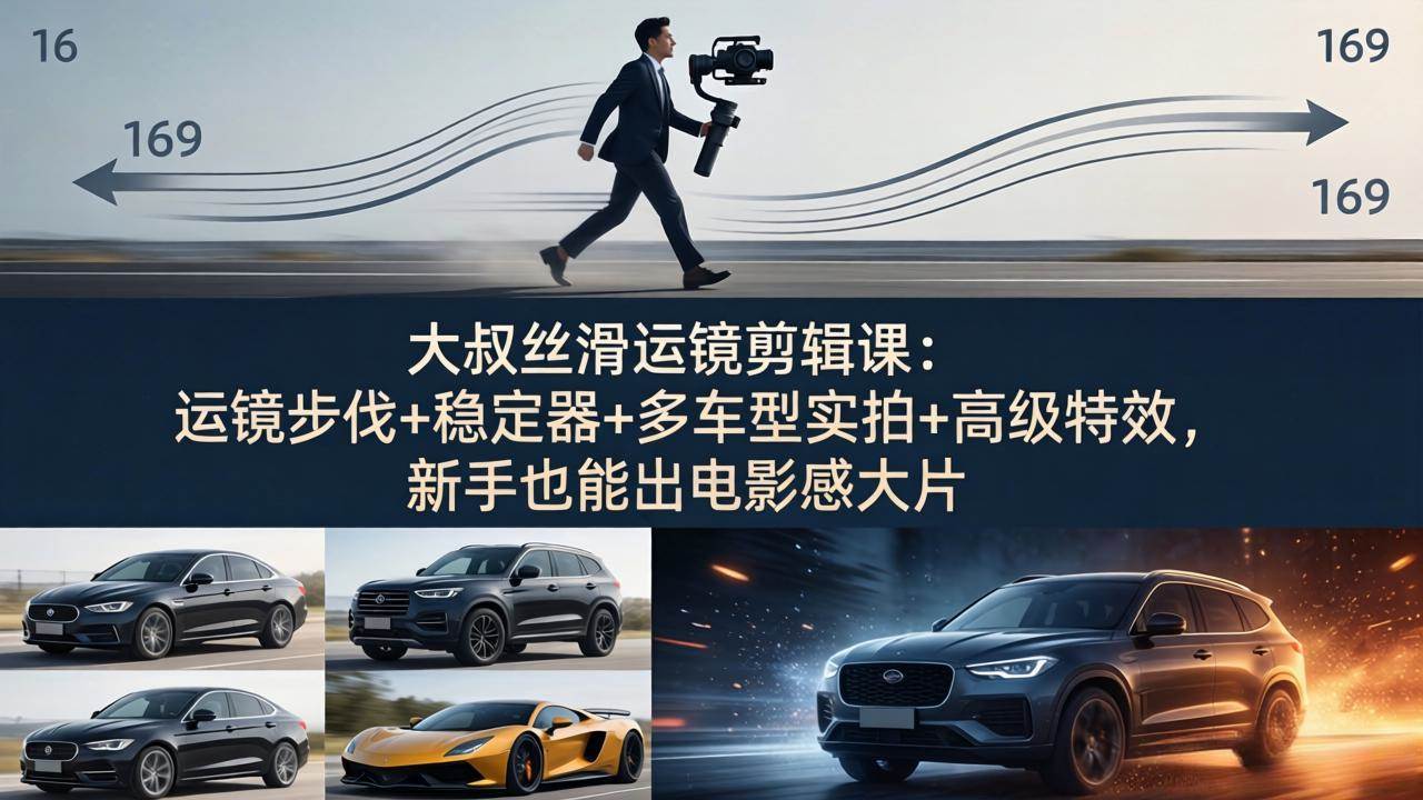 （18004期）大叔丝滑运镜剪辑课：运镜步伐+稳定器+多车型实拍+高级特效，新手也能出电影感大片-副业资源网