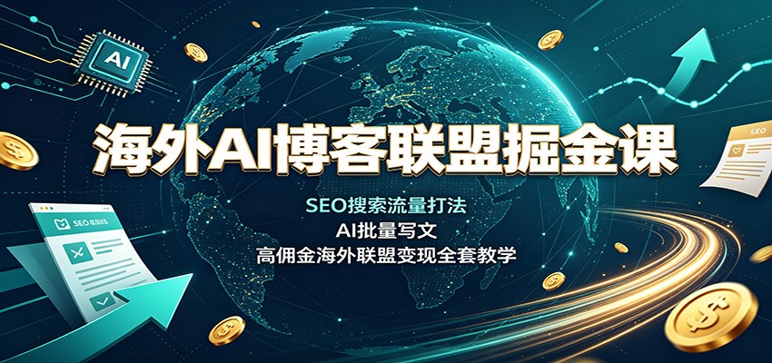 海外AI博客联盟掘金课：SEO搜索流量打法，AI批量写文，高佣金海外联盟变现全套教学-副业资源网