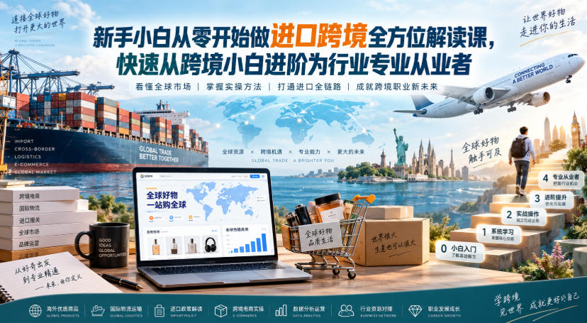 新手小白从零开始做进口跨境全方位解读课，快速从跨境小白进阶为行业专业从业者-副业资源网