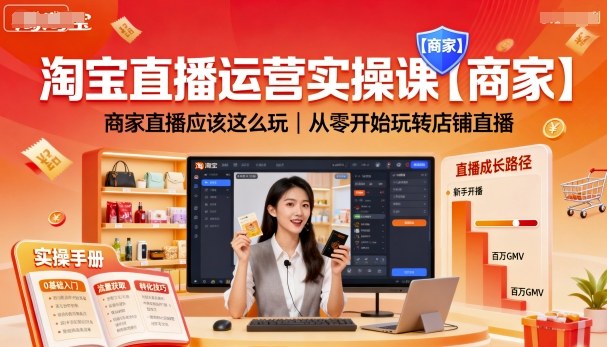 淘宝直播运营实操课【商家】，商家直播应该这么玩，从零开始玩转店铺直播-副业资源网
