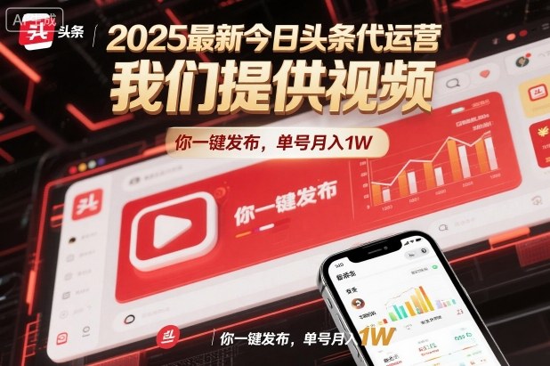 2025最新今日头条代运营，我们提供视频，你一键发布，单号月入1W【揭秘】-副业资源网