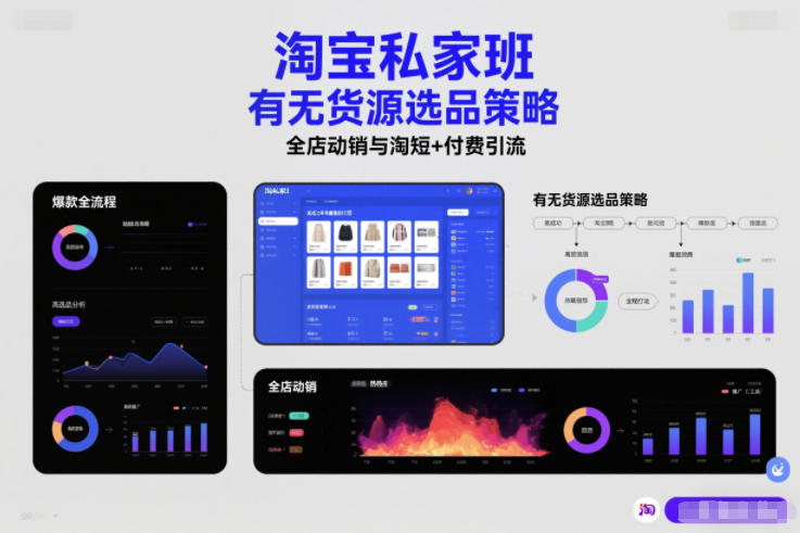 淘宝私家班，有无货源选品策略，高成功率爆款全流程打法，全店动销与淘短+付费引流（更新2026年08月05日）-副业资源网