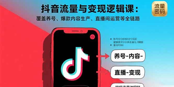 （15824期）抖音流量与变现逻辑课：覆盖养号、爆款内容生产、直播间运营等全链路-副业资源网
