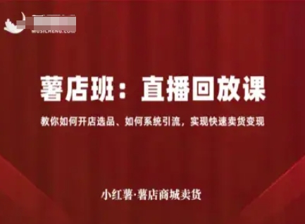小红薯薯店商城卖货直播回放课，教你如何开店选品、如何系统引流，实现快速卖货变现-副业资源网