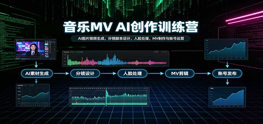 音乐MV AI创作训练营:AI图片视频生成,分镜脚本设计,人脸处理,MV制作与账号运营-副业资源网