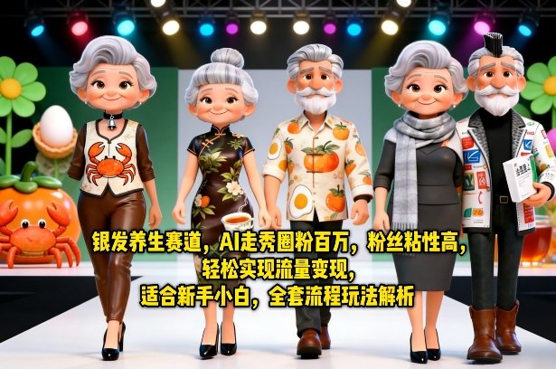 银发养生赛道，AI走秀圈粉百万，粉丝粘性高，轻松实现流量变现，适合新手小白，全套流程玩法解析-副业资源网