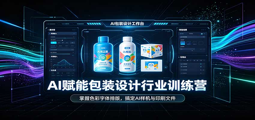 AI赋能包装设计行业训练营：掌握色彩字体排版，搞定AI样机与印刷文件-副业资源网