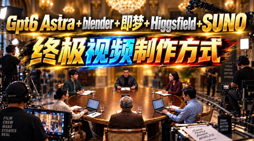 GPT-6 Astra+Blender+即梦+Higgsfield+Suno=终极视频制作方式！-副业资源网