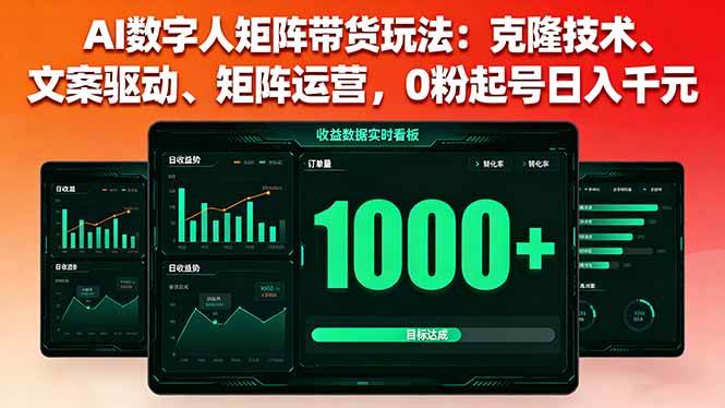 （16050期）AI数字人矩阵带货玩法：克隆技术、文案驱动、矩阵运营，0粉起号日入千元-副业资源网