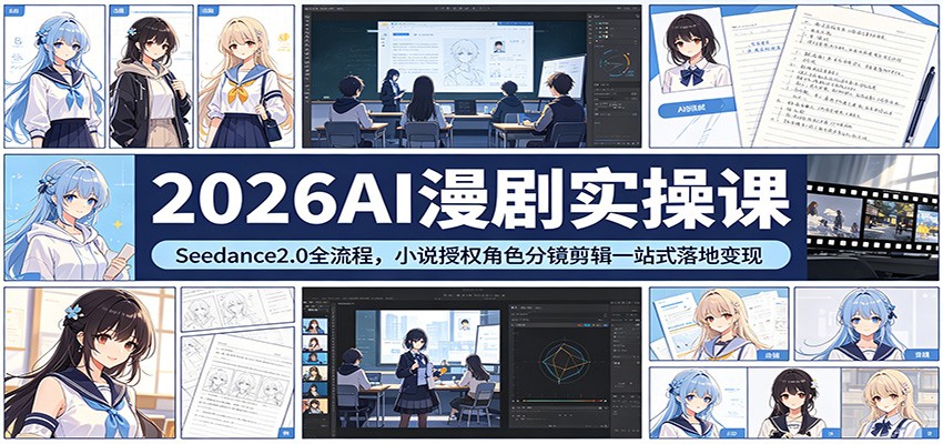 2026AI漫剧实操课：Seedance2.0全流程，小说授权角色分镜剪辑一站式落地变现-副业资源网