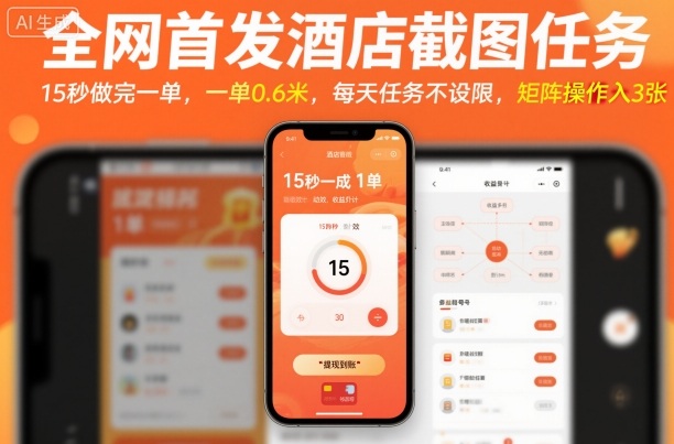 全网首发酒店截图任务，15秒做完一单，一单0.6米，每天任务不设限，矩阵操作日入3张【揭秘】-副业资源网