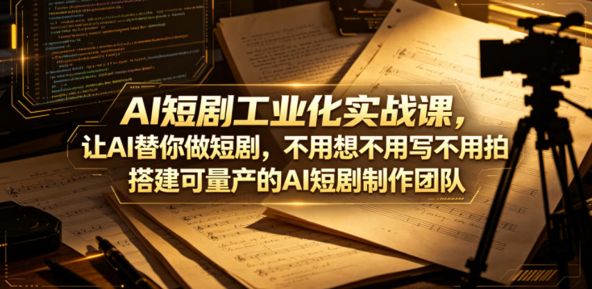AI短剧工业化实战课，让AI替你做短剧，不用想不用写不用拍，搭建可量产的AI短剧制作团队-副业资源网