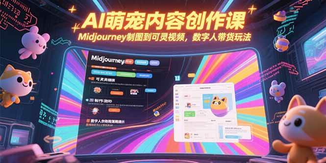 （15311期）AI萌宠内容创作课，Midjourney制图到可灵视频，数字人带货玩法-副业资源网