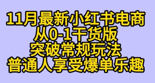 K总部落《11月小红书电商最新玩法从0-1突破平台流量》-副业资源网