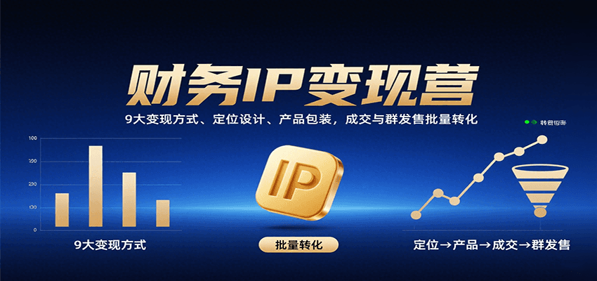 财务IP变现营：9大变现方式、定位设计、产品包装，成交与群发售批量转化-副业资源网