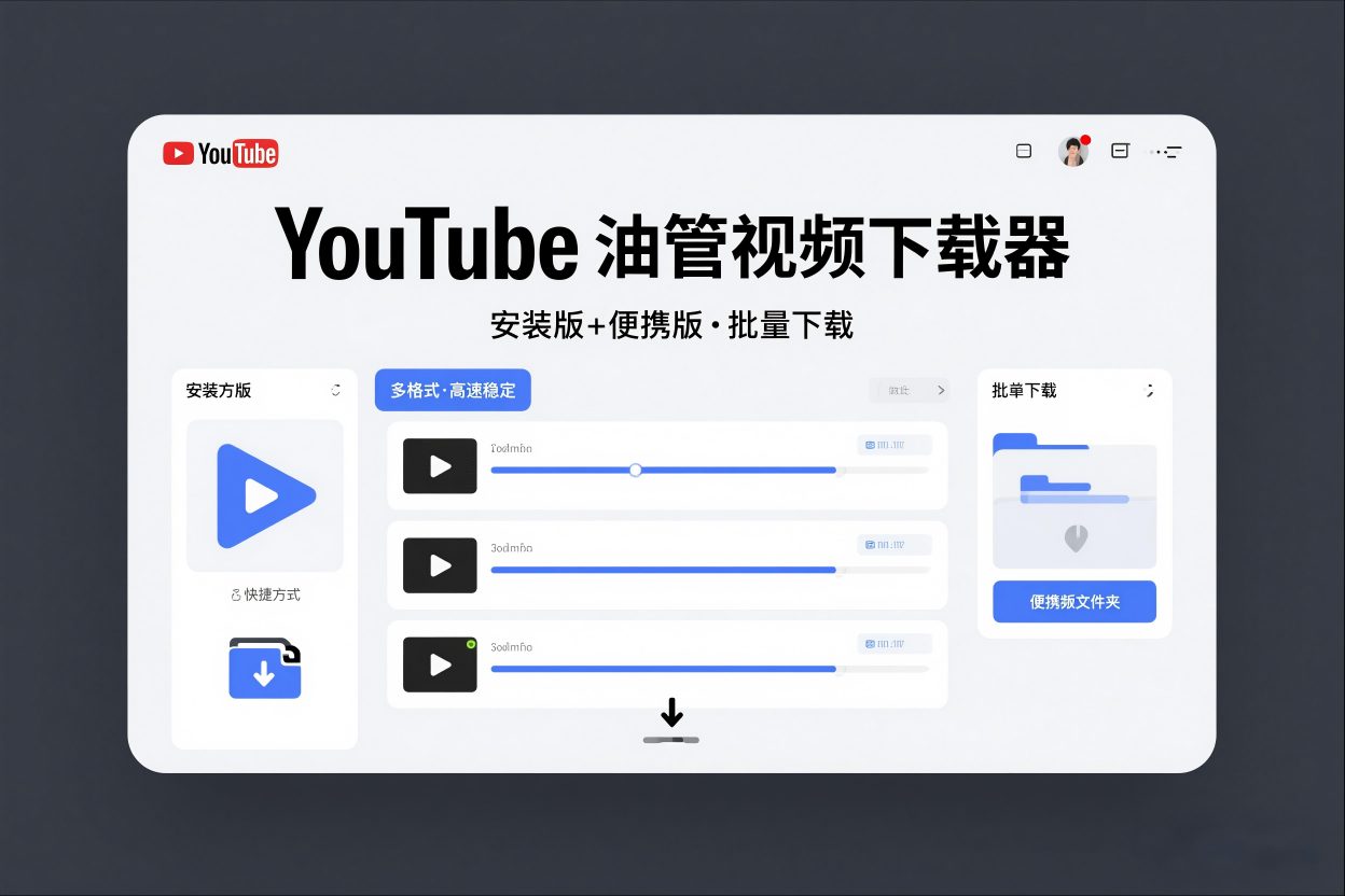 YouTube油管视频下载器安装版+便携版，可以批量下载多个视频-副业资源网