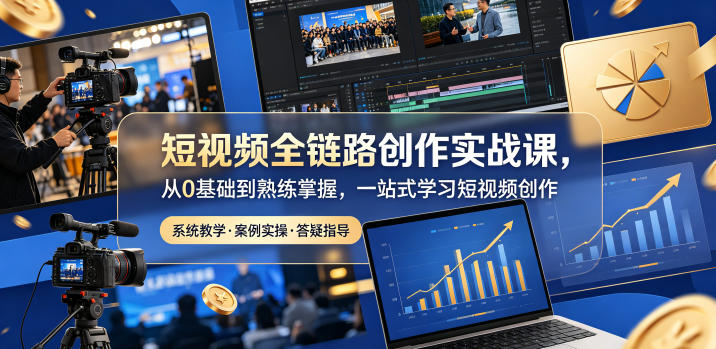 短视频全链路创作实战课，从0基础到熟练掌握，一站式学习短视频创作-副业资源网