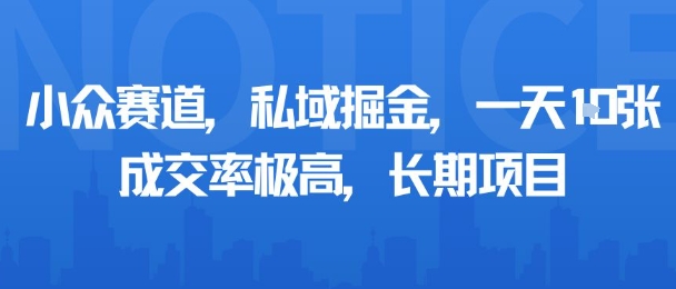 小众赛道，私域掘金，一天多张，成交率极高，长期项目-副业资源网