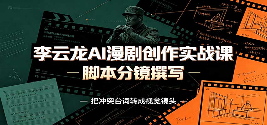 李云龙AI漫剧创作实战课：角色人设还原，脚本分镜撰写，AI漫剧成片完整制作教学-副业资源网