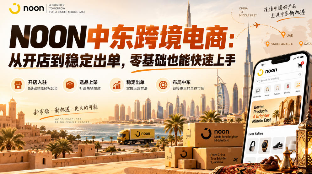 NOON中东跨境电商：从开店到稳定出单，零基础也能快速上手（更新2026）-副业资源网