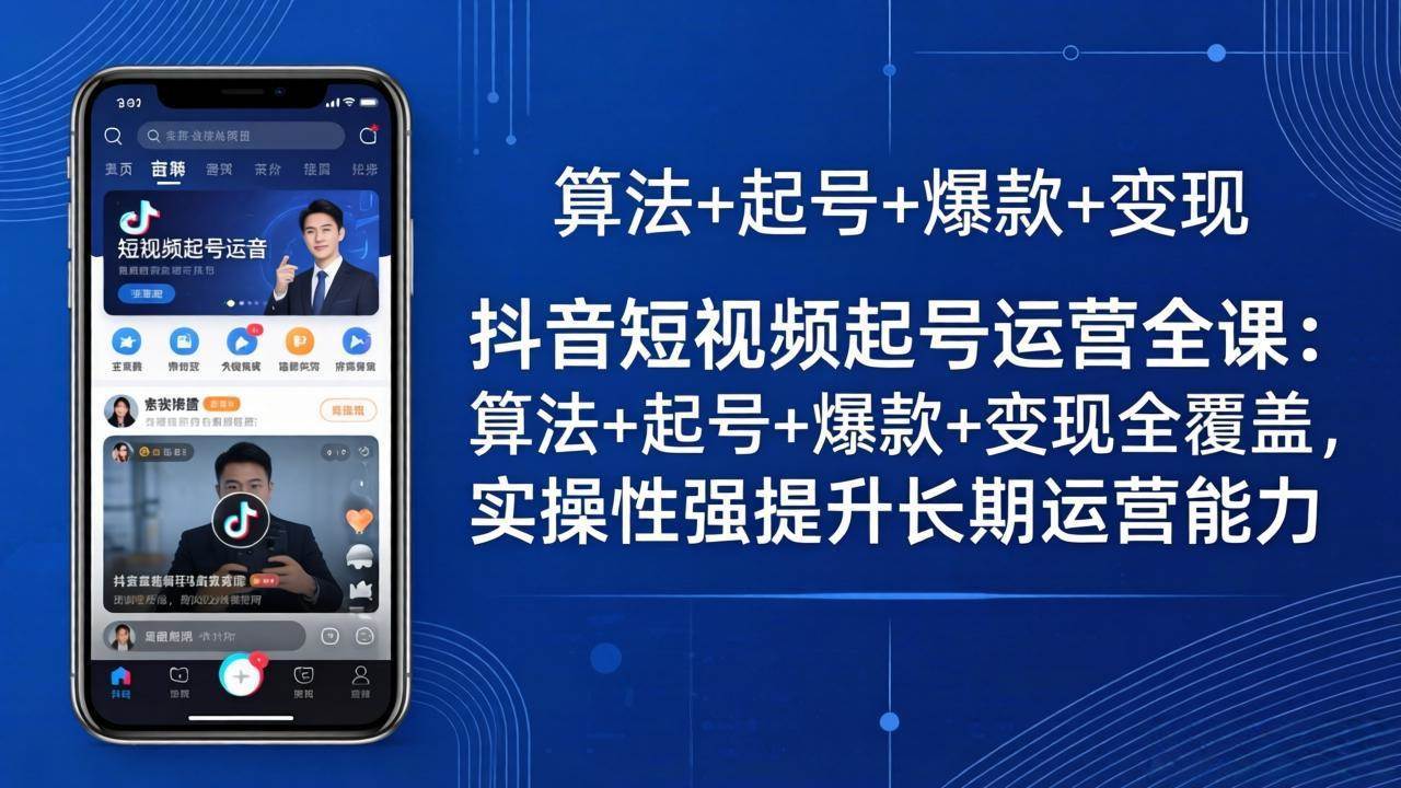 （18071期）抖音短视频起号运营全课：算法+起号+爆款+变现全覆盖，实操性强提升长期运营能力-副业资源网