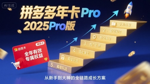 拼多多年卡2025Pro版，五大板块从认知到基础、从推广到活动、从活动到玩法-副业资源网