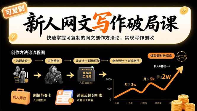 （15688期）新人网文写作破局课：快速掌握可复制的网文创作方法论，实现写作创收-副业资源网