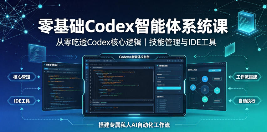 零基础Codex智能体系统课｜从零吃透Codex核心逻辑、技能管理与IDE工具，搭建专属私人AI自动化工作流-副业资源网
