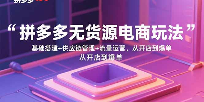（15886期）拼多多无货源电商玩法：基础搭建+供应链管理+流量运营，从开店到爆单-副业资源网