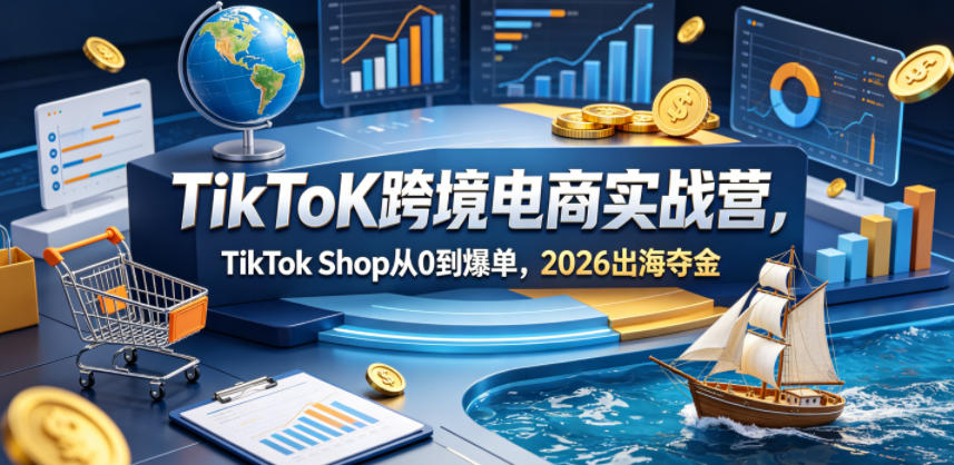TikToK跨境电商实战营，TikTok Shop从0到爆单，2026出海夺金-副业资源网