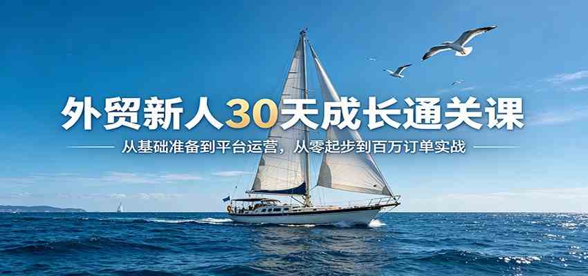 外贸新人30天成长通关课：从基础准备到平台运营，从零起步到百万订单实战-副业资源网