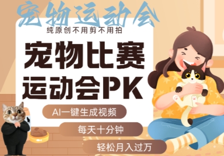 AI一键生成宠物比赛运动会PK视频，纯原创不用剪不用拍，每天十分钟，轻松月入过1W+-副业资源网