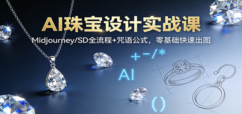 AI珠宝设计实战课：Midjourney/SD全流程+咒语公式，零基础快速出图-副业资源网