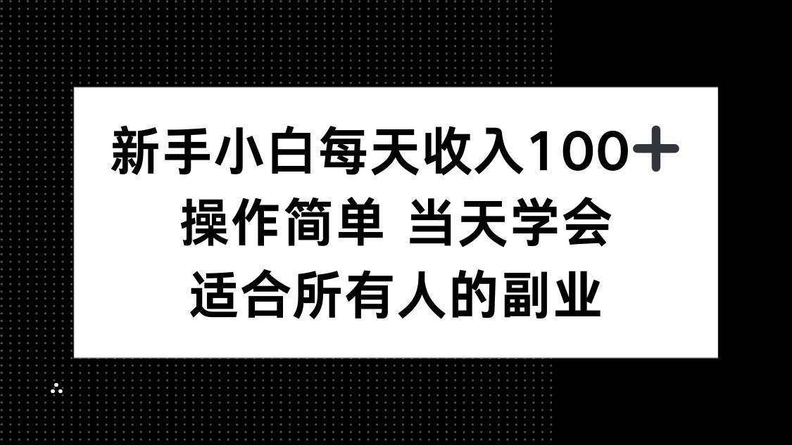 （15937期）新手小白每天收入100+，操作简单 当天学会 ，适合所有人的副业-副业资源网