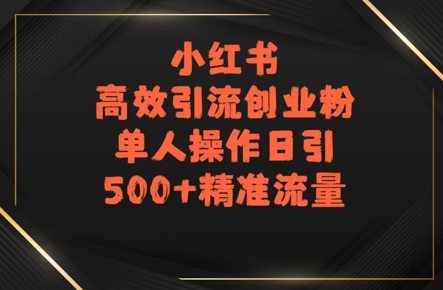 小红书高效引流创业粉，单人操作日引500+精准流量-副业资源网