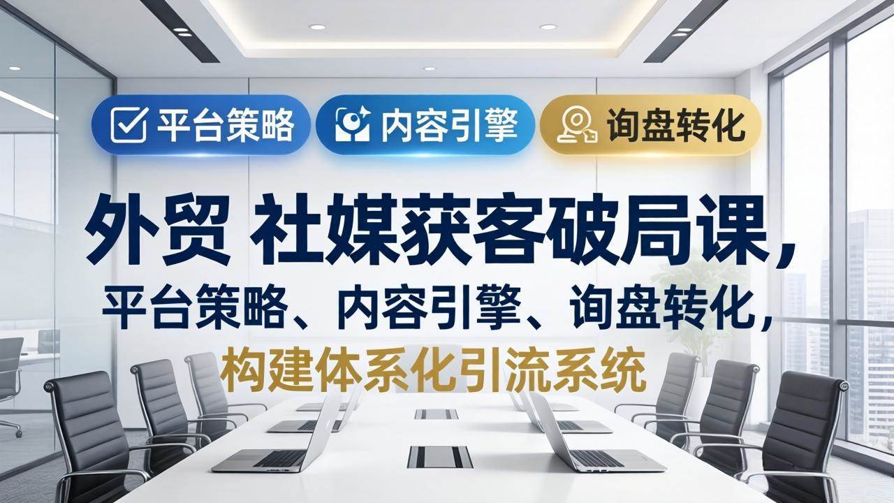 (17901期)外贸 社媒获客破局课,平台策略、内容引擎、询盘转化,构建体系化引流系统(更新26年3月)-副业资源网