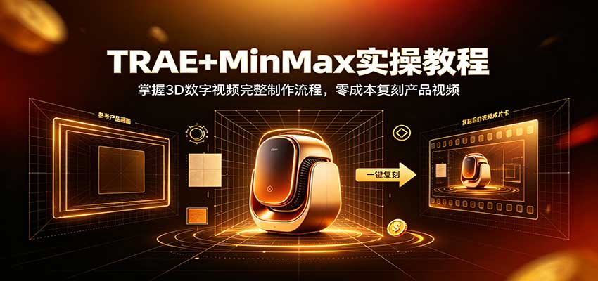 TRAE+MinMax实操教程:3D数字视频完整制作流程,零成本复刻产品视频-副业资源网