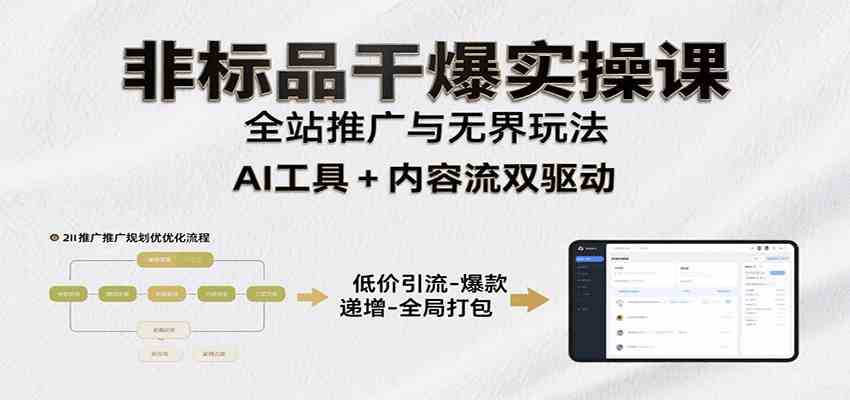 非标品干爆实操课：含多案例及操盘方法，从选品到推广、成交，助力打造爆款实现盈利-副业资源网