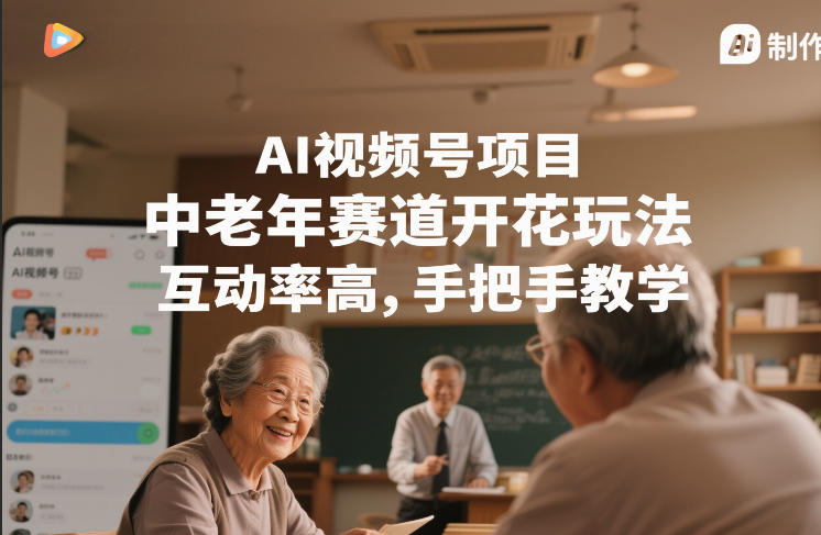 AI视频号项目，中老年赛道开花玩法，互动率高，手把手教学-副业资源网