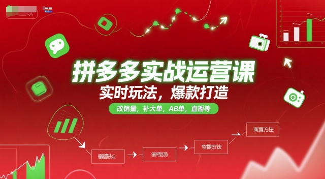 拼多多实战运营课，实时玩法，爆款打造，改销量，补大单，AB单，直播等（更新2025月）-副业资源网