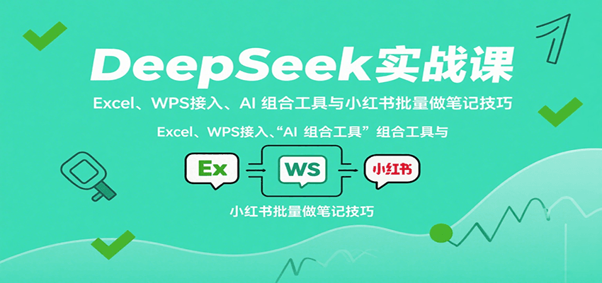 DeepSeek实战课：Excel、WPS接入、AI 组合工具与小红书批量做笔记技巧-副业资源网