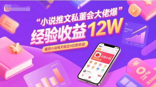 小说推文私董会大佬爆单经验分享收益12W，番茄小说每天稳定4位数收益-副业资源网