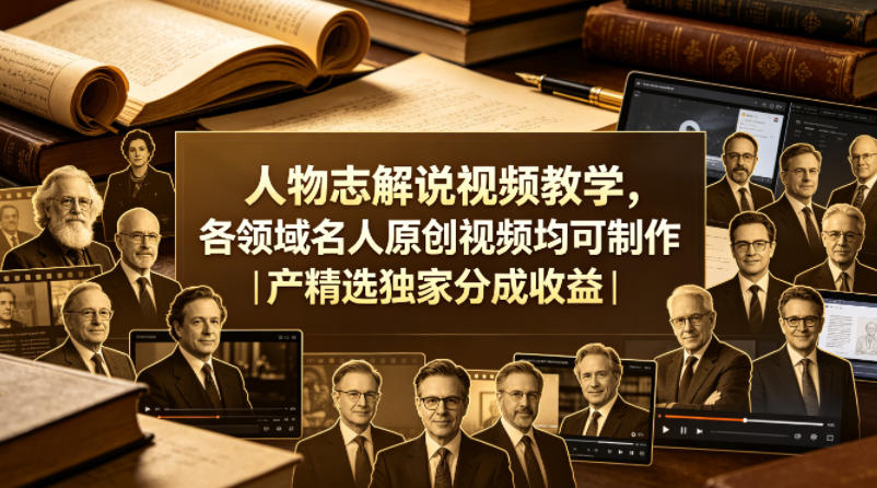 人物志解说视频教学，各领域名人原创视频均可制作丨精选独家分成收益-副业资源网